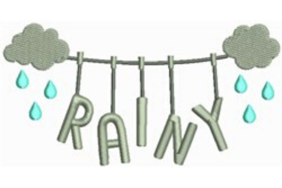 Charming Rainy Clothesline Embroidery Design