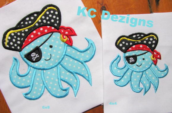 Cute Pirate Octopus for Seasonal Embroidery