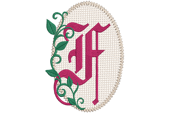 Olde English Monogram Letter F: A Fresh Embroidery Touch