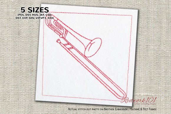 Trombone: A Versatile Embroidery Design for Musicians